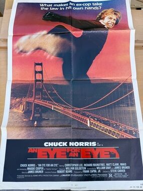 Chuck Norris "An Eye for an Eye" Vintage Movie Poster - Red/Black
